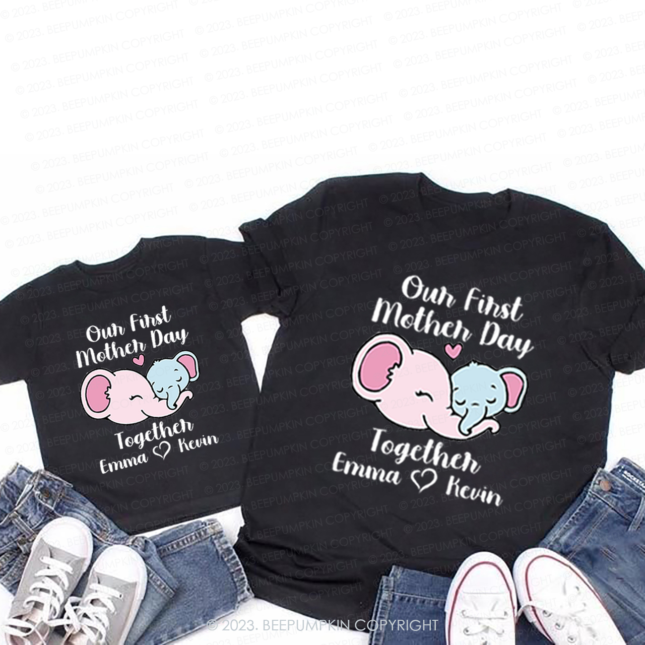 Elephant  Our First Mother's Day T-Shirts For Mom&Me
