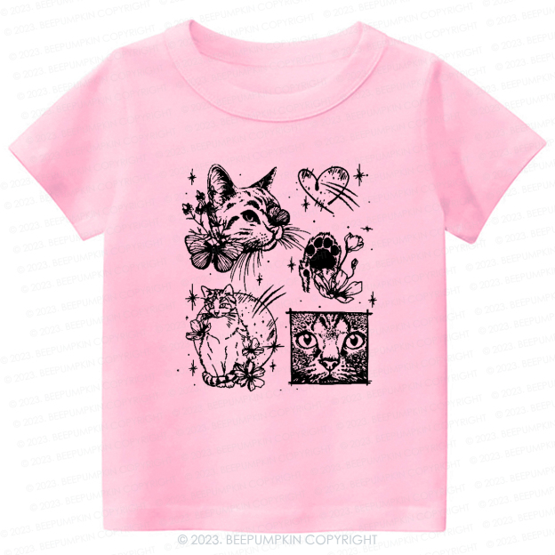 Cats Outlined Kids Retro T-Shirt