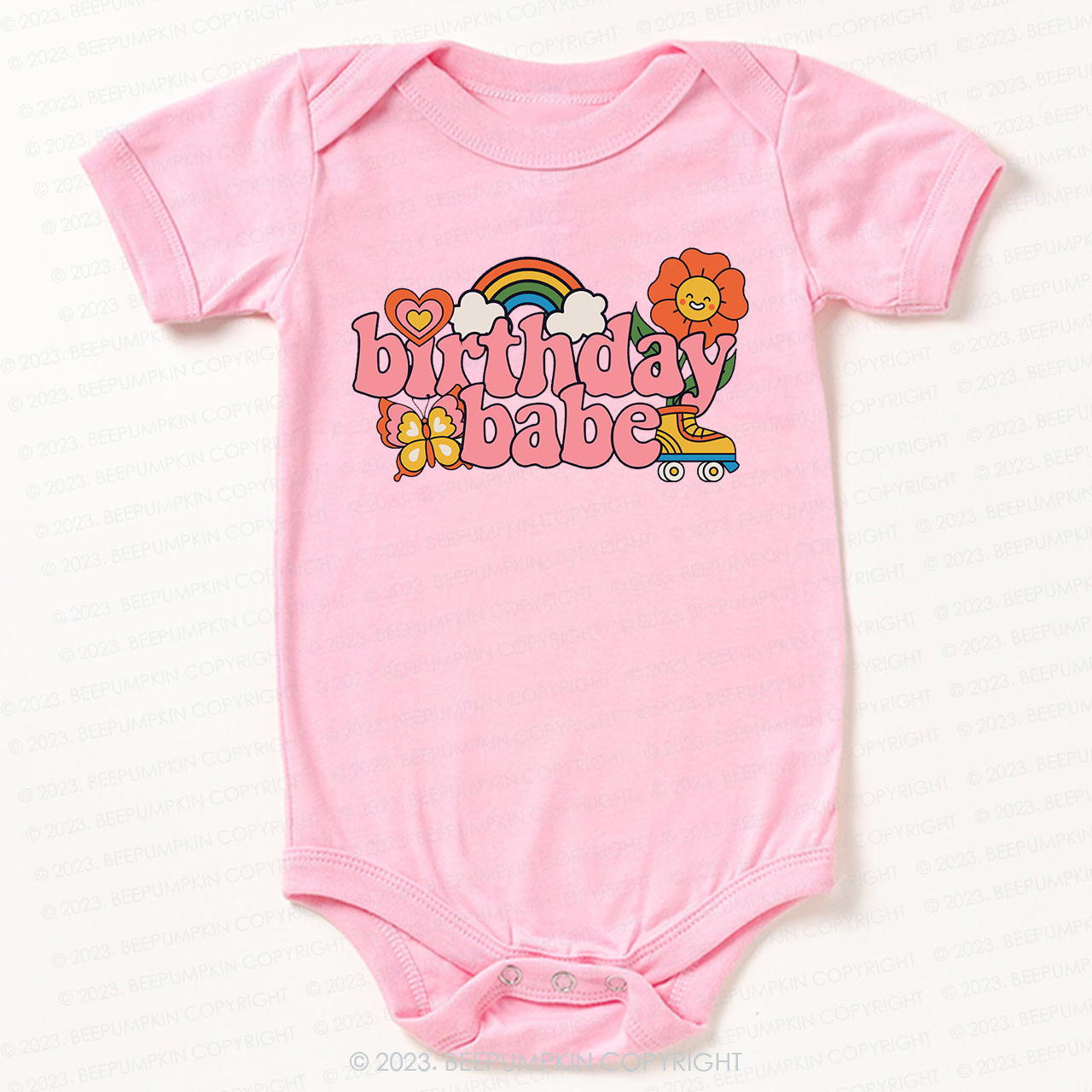 Pink Retro Birthday Babe Bodysuit For Baby