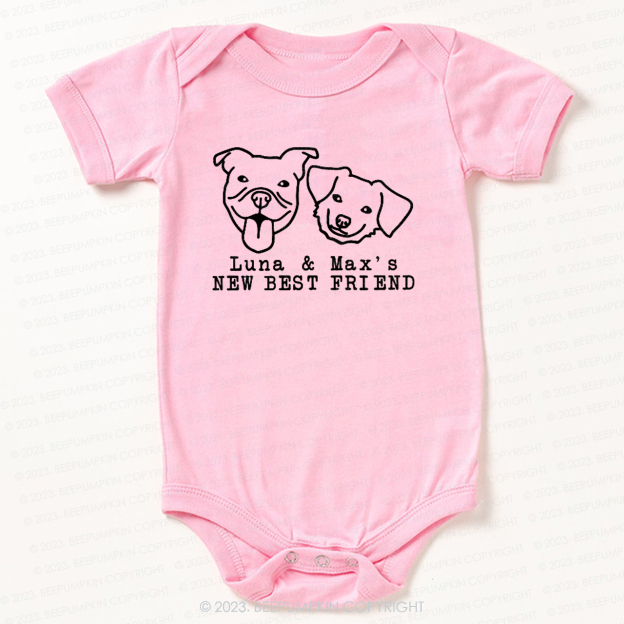 New Best Friend Protected By Dog For Baby Bodysuit