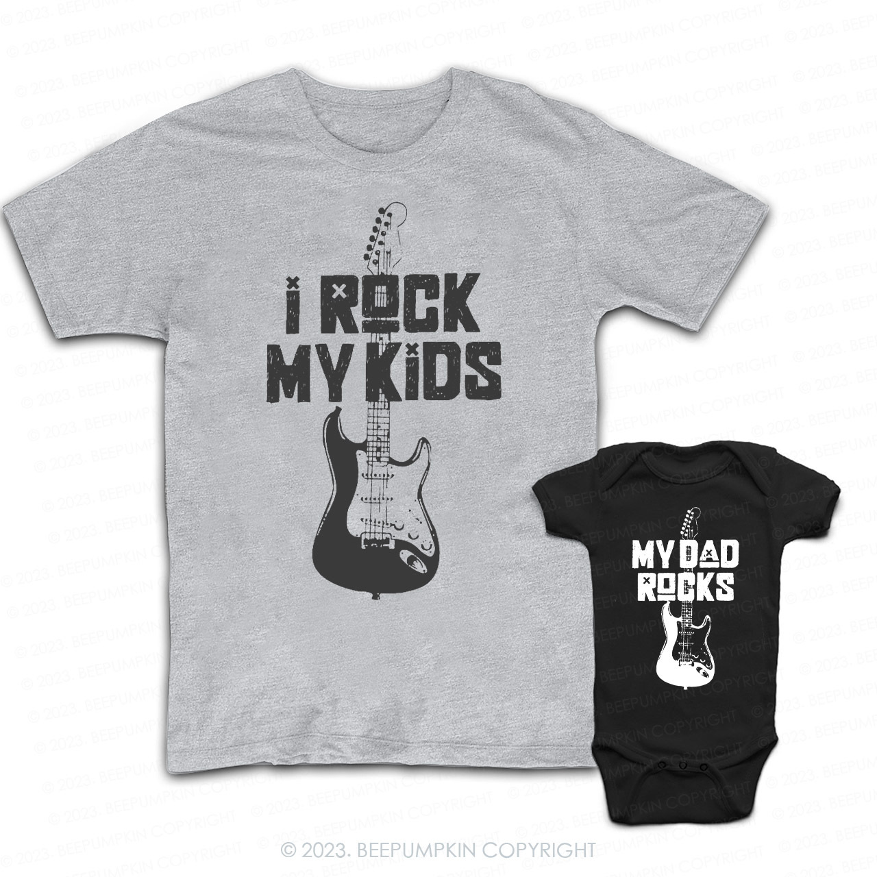 I Rock My Kids Daddy And Me Matching Shirt