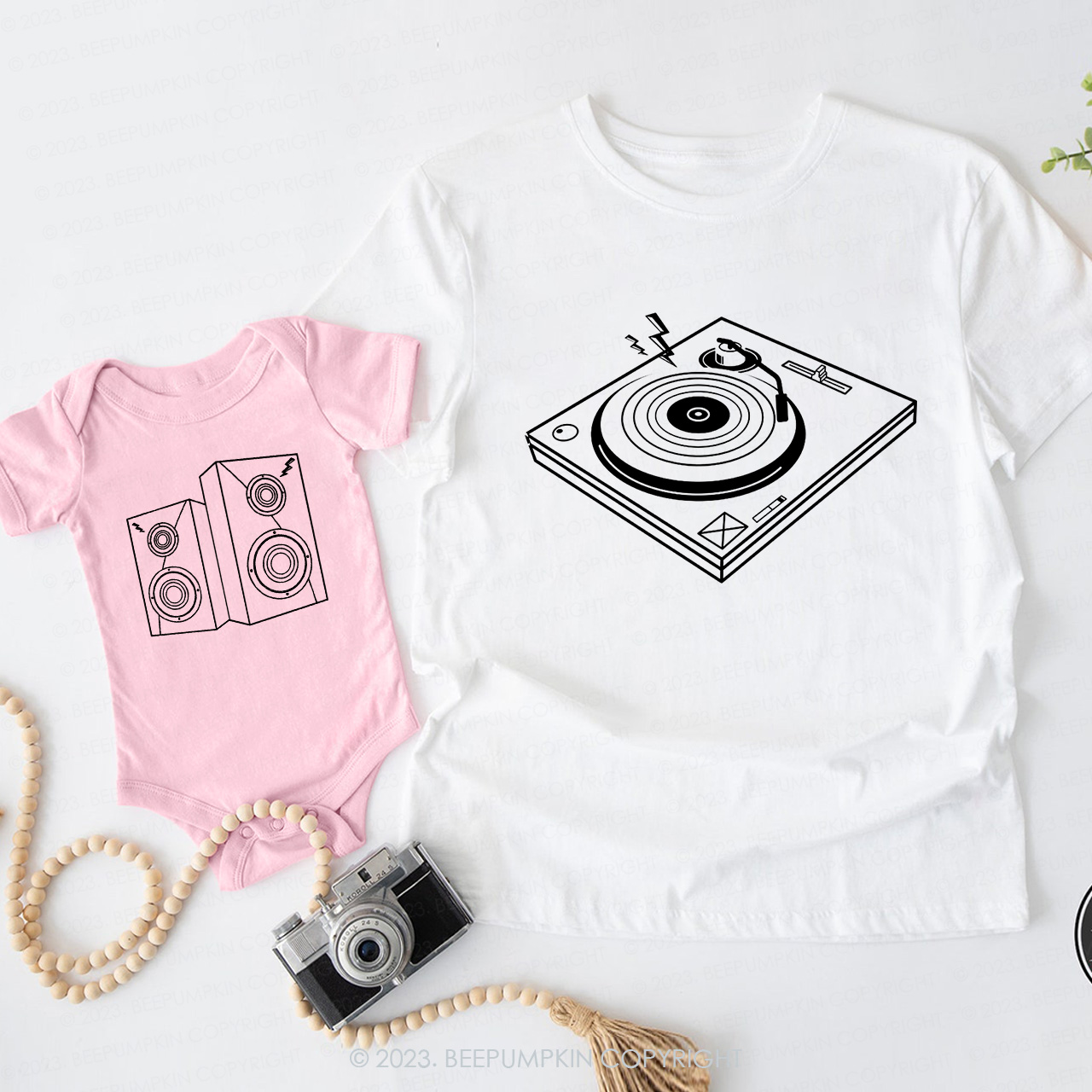 DJ Turntable And Speaker Daddy And Me Matching Shirt