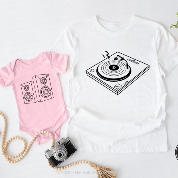 DJ Turntable And Speaker Daddy And Me Matching Shirt