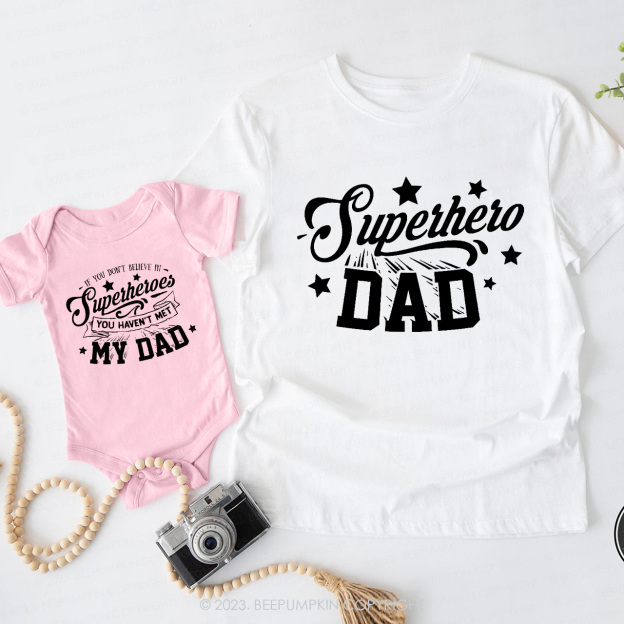 Funny Super Hero Dad Daddy And Me Matching Shirt