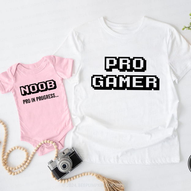 Pro Gamer Dad & Noob Gamer Daddy And Me Matching Shirt