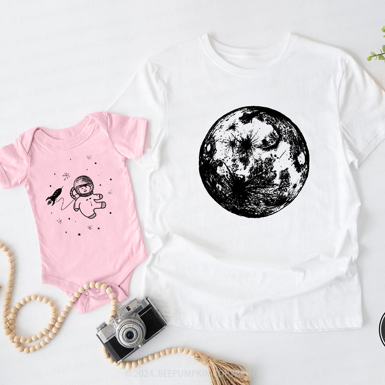 Moon And Astronaut  Daddy And Me Matching Shirt