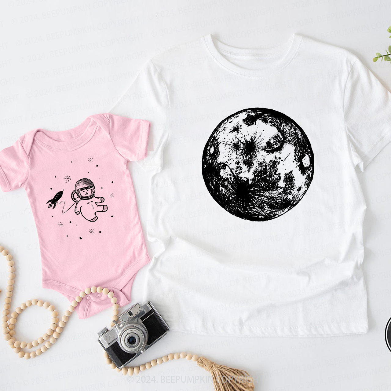 Moon And Astronaut  Daddy And Me Matching Shirt