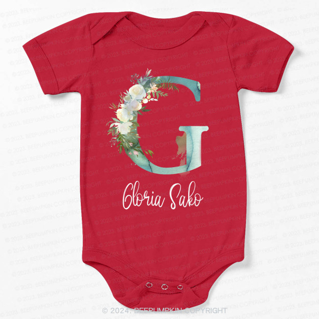 Personalized Green Florals Bodysuit For Baby 