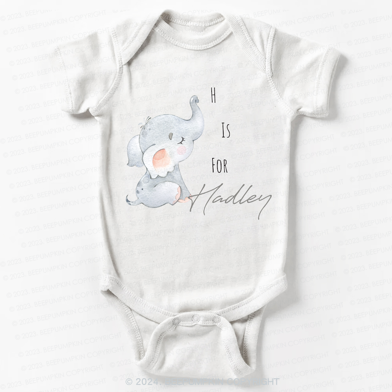 Personalized Elephant Letter Bodysuit For Baby 