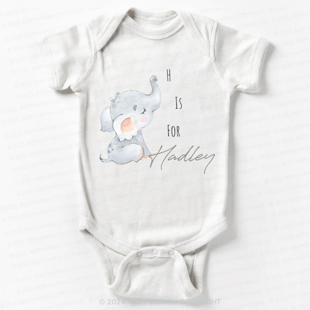 Personalized Elephant Letter Bodysuit For Baby 