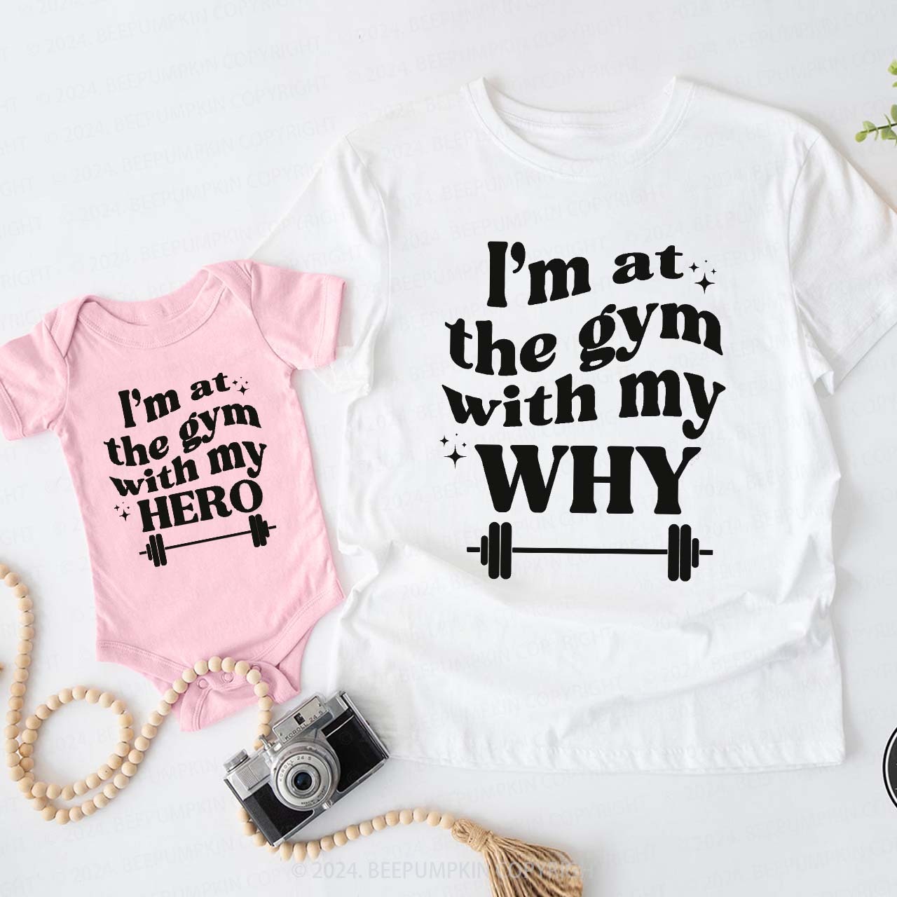 I'm At The Gym With My Daddy And Me Matching Shirt