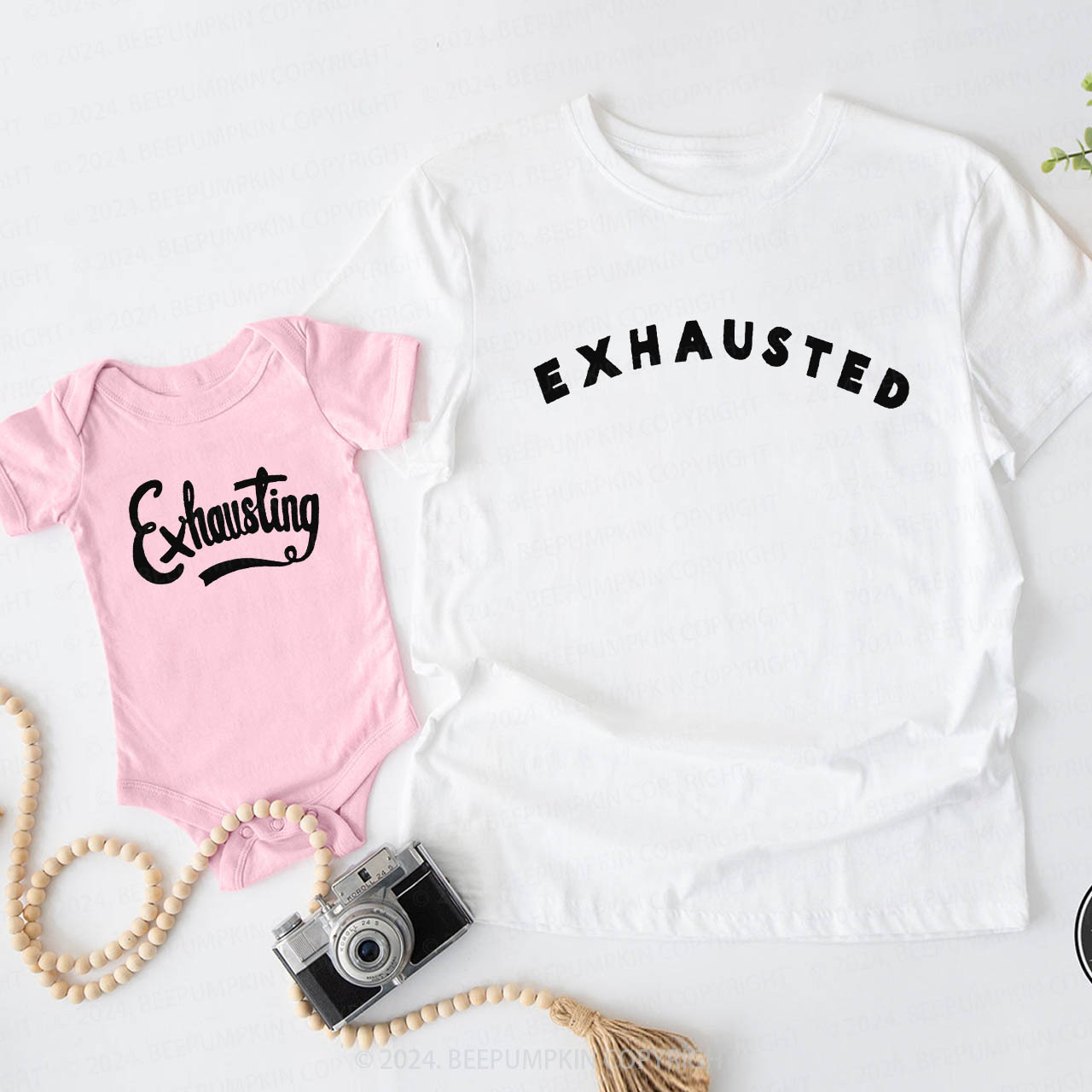 Exhausted Exhausting Daddy And Me Matching Shirt