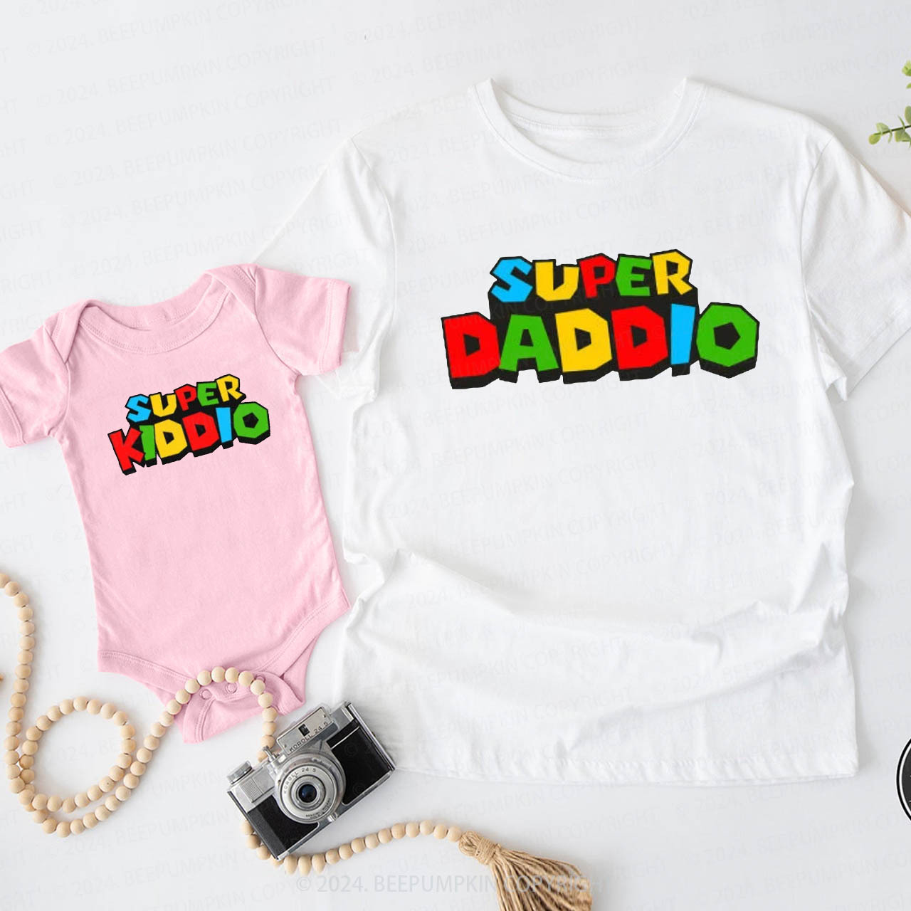 Colorful Cartoon Font Daddy And Me Matching Shirt