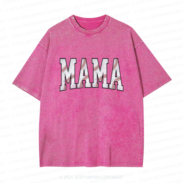 Cute Baseball Mama Washed T-Shirts 