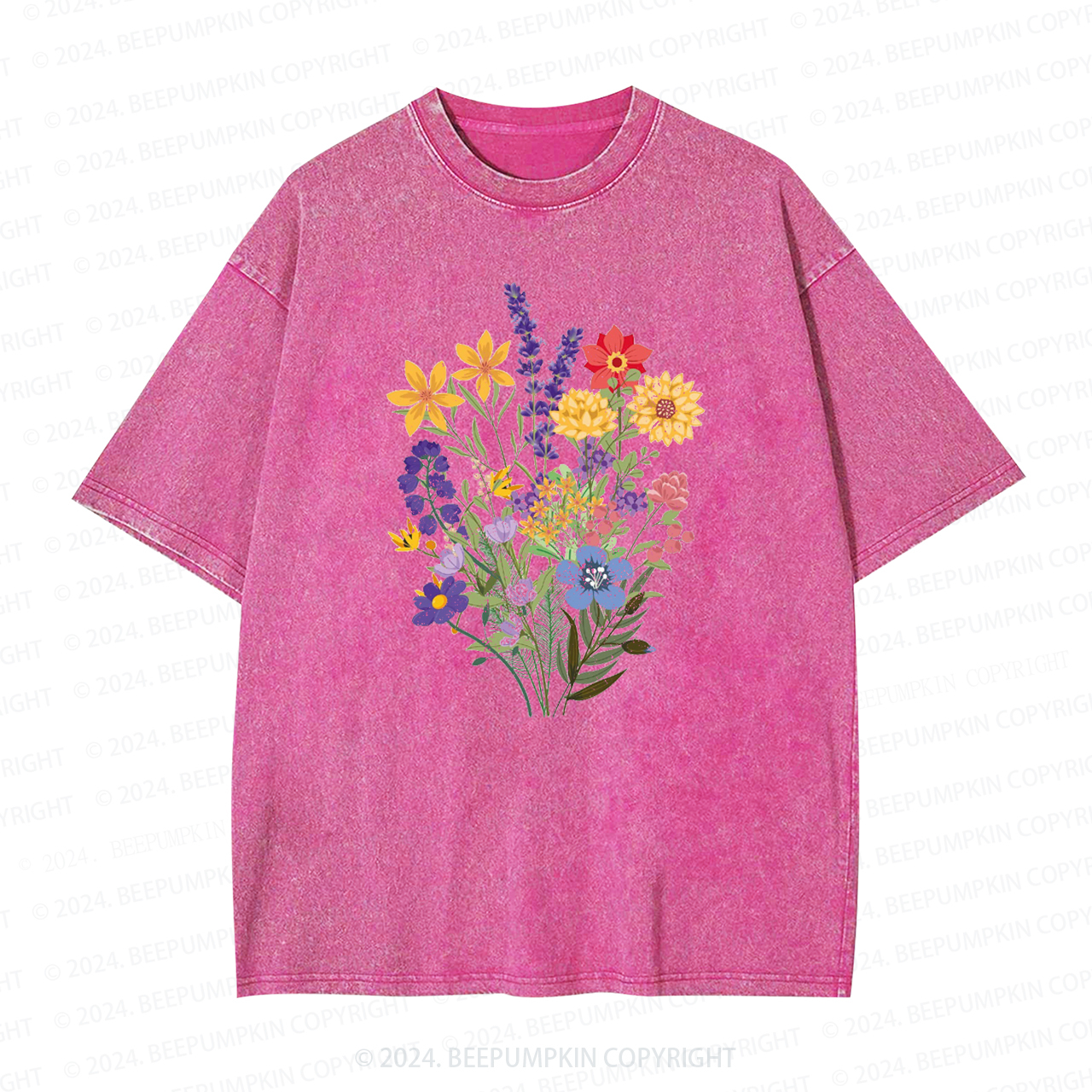 Flowers Lover Mama Washed T-Shirts 