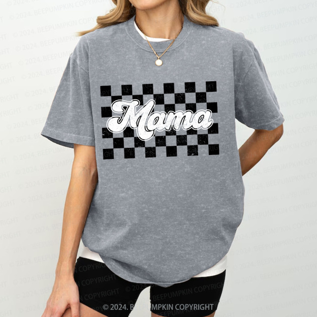 Checkered Cool Mama Washed T-Shirts 
