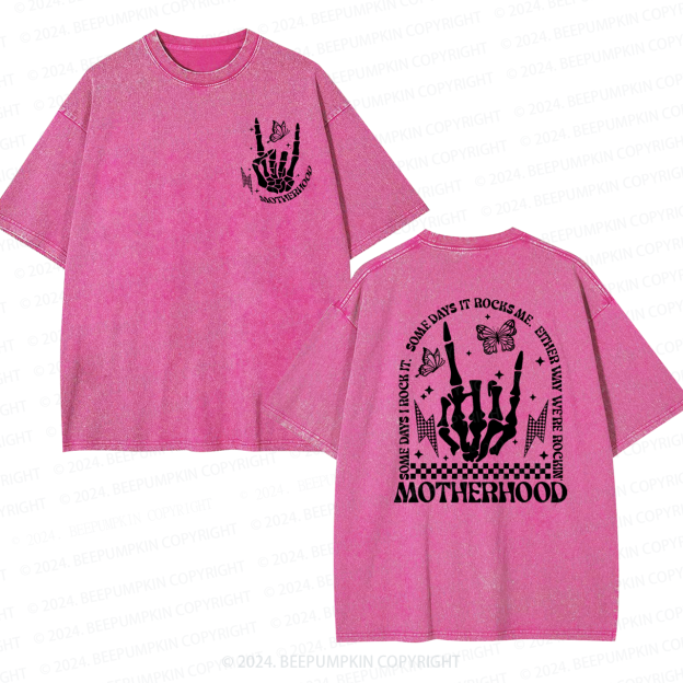 Motherhood Rock Skeleton Mama Washed Tees