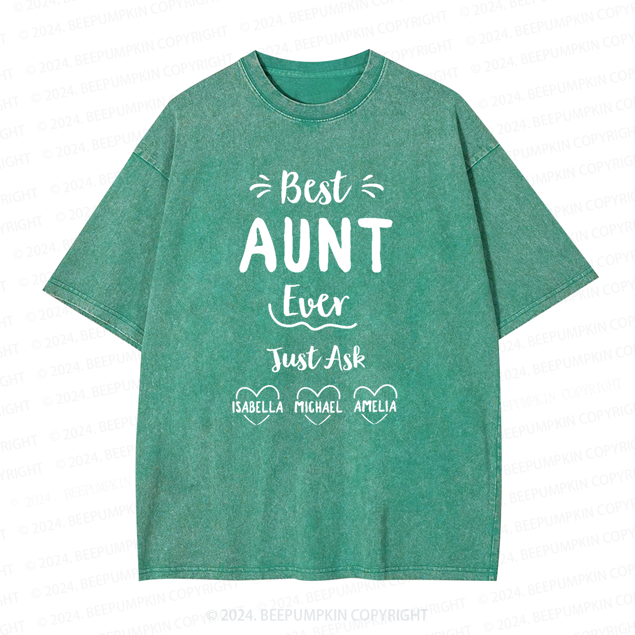 Personalized Best Ever Aunt Washed Tees