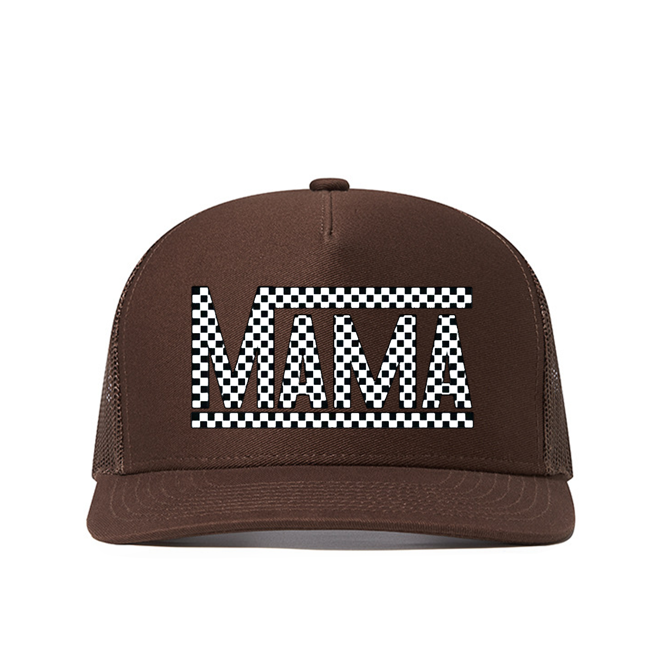 Checkered Mama Letter Mama Trucker Hat