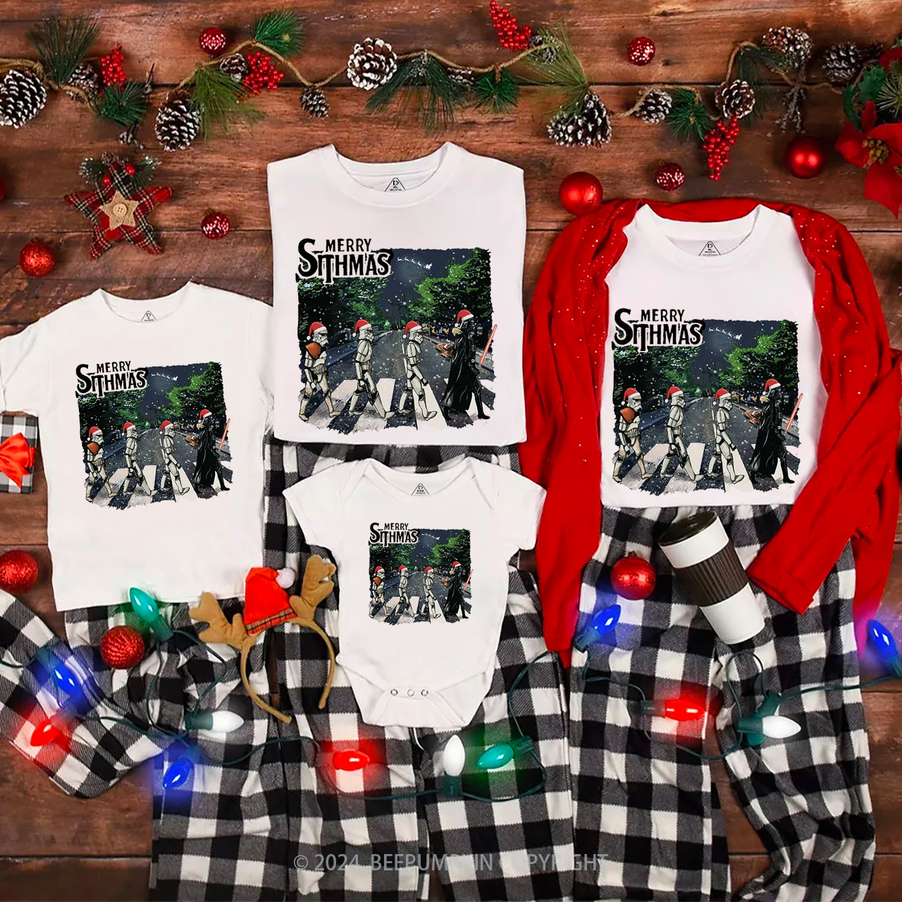 Interesting Street Scene Christmas Matching T-Shirts