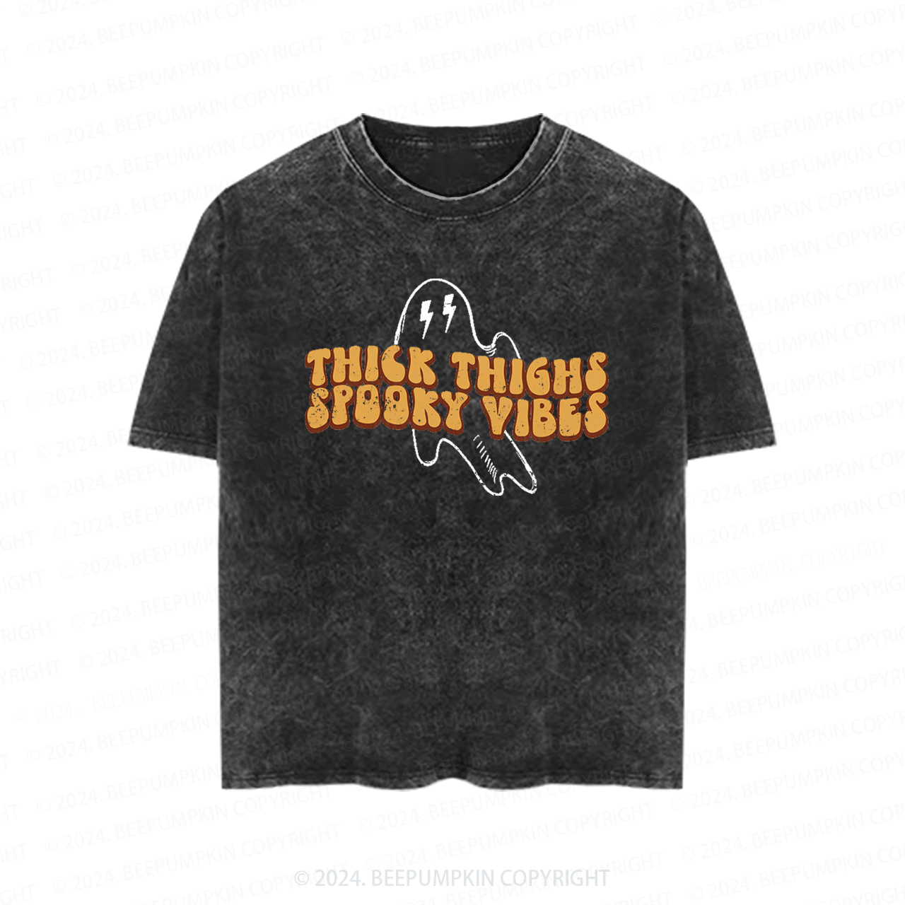 Thick Thighs Spooky Vibes Toddler&Kids Washed Tees          