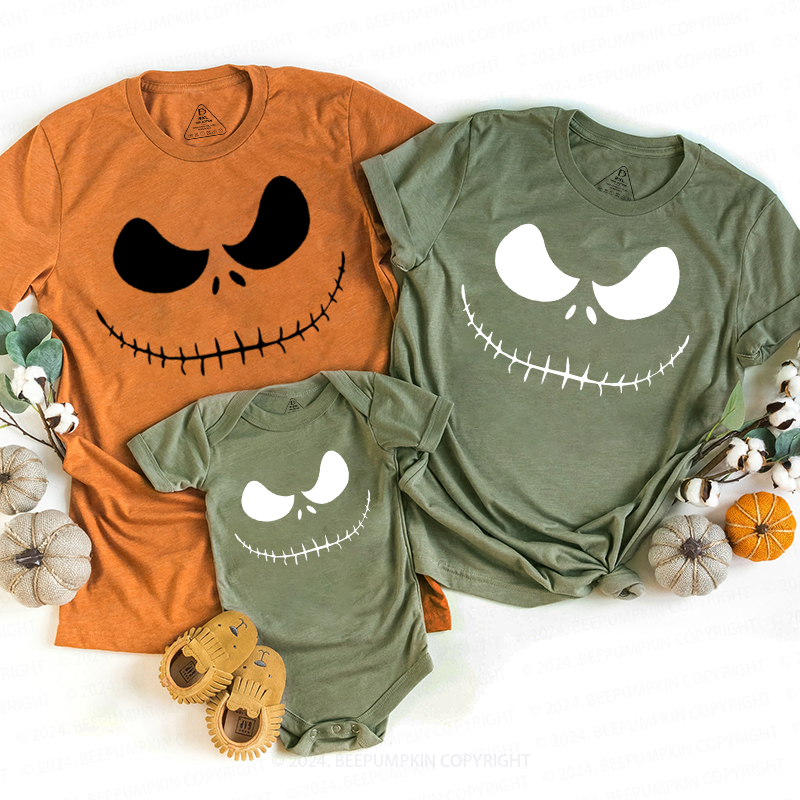  Pumpkin Face Halloween Family Matching Shirts