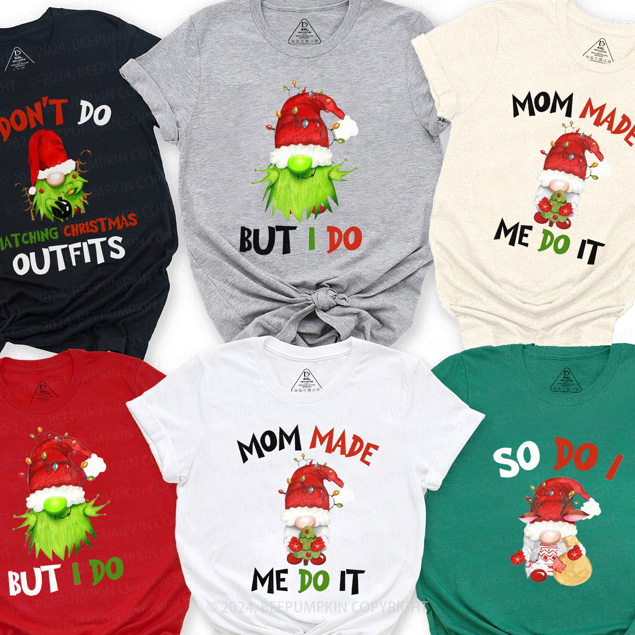 Funny I Don't Do Matching Christmas Gnomes Matching T-Shirts