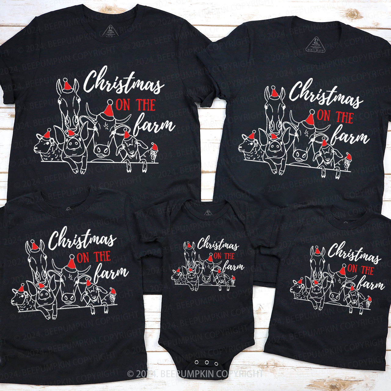 Christmas On The Farm Family Matching T-Shirts