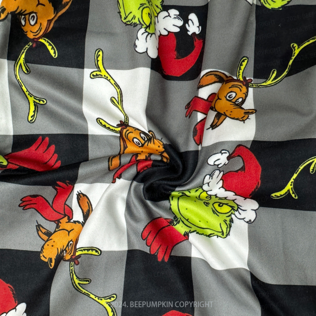 Black And White Green Monster Grinch Family Matching Pajama Pants