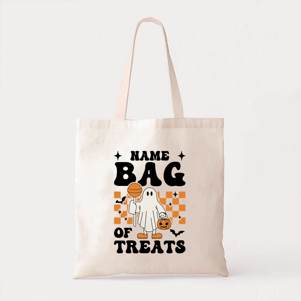 Personalized Bag Of Treats Halloween Ghost Tote Bag