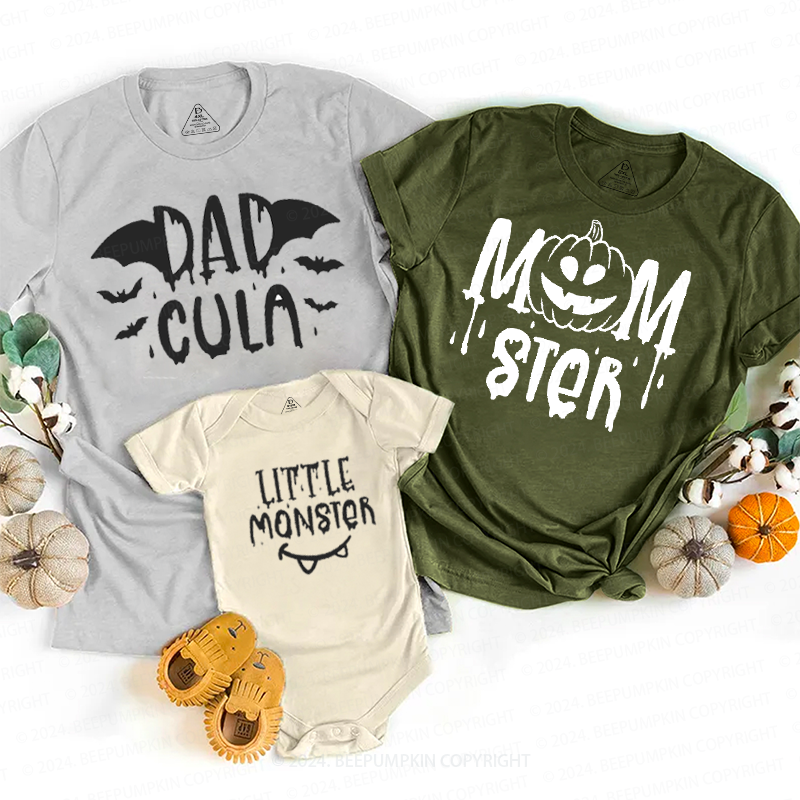 Halloween Momster Dadcula Littler Monster Family Matching Shirts