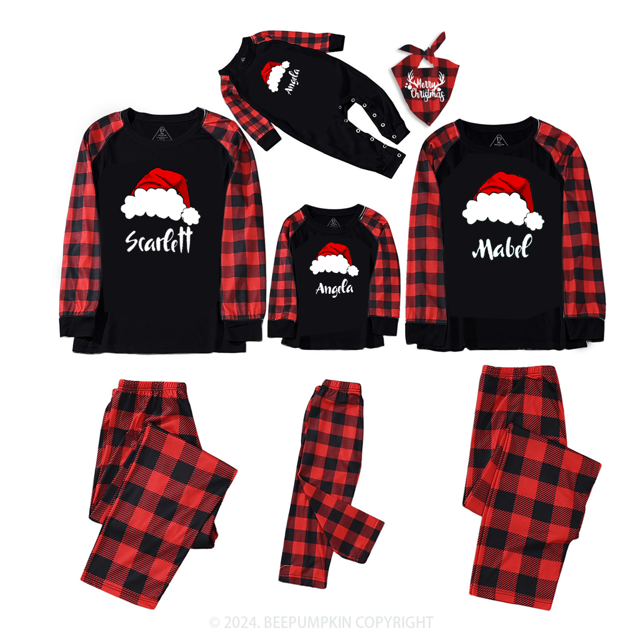 Personalized Christmas Red Crew Hat Family Matching Pajamas