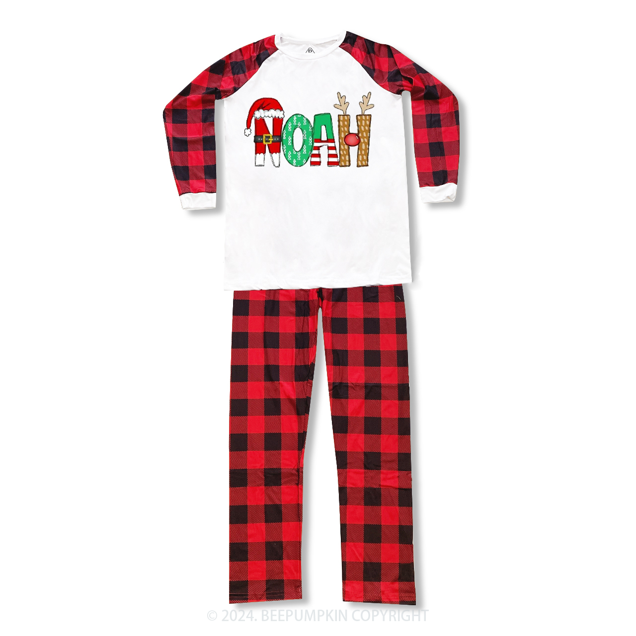 Personalized Cartoon Font Santa Family Matching Pajamas Beepumpkin