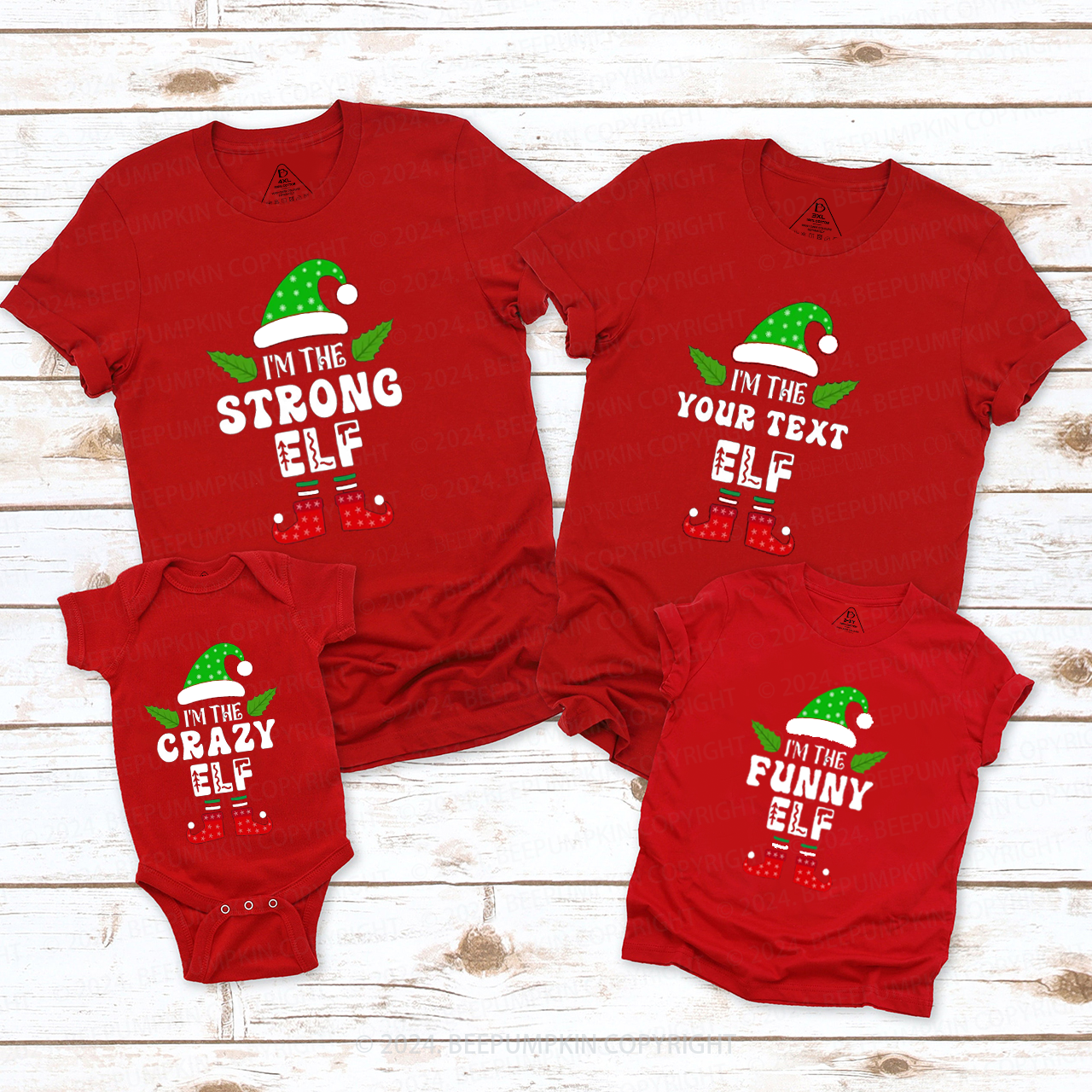 Elf Family Christmas Family Matching T-Shirts Beepumpkin