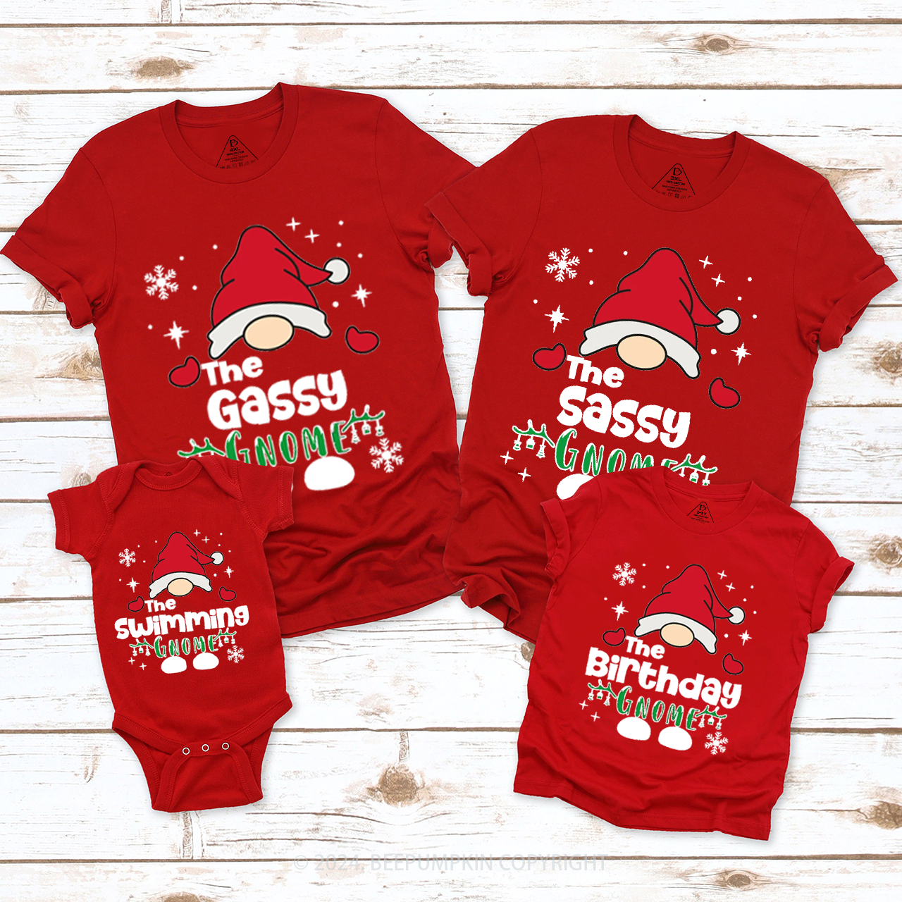 Christmas Custom Gnome Matching T-Shirts Beepumpkin