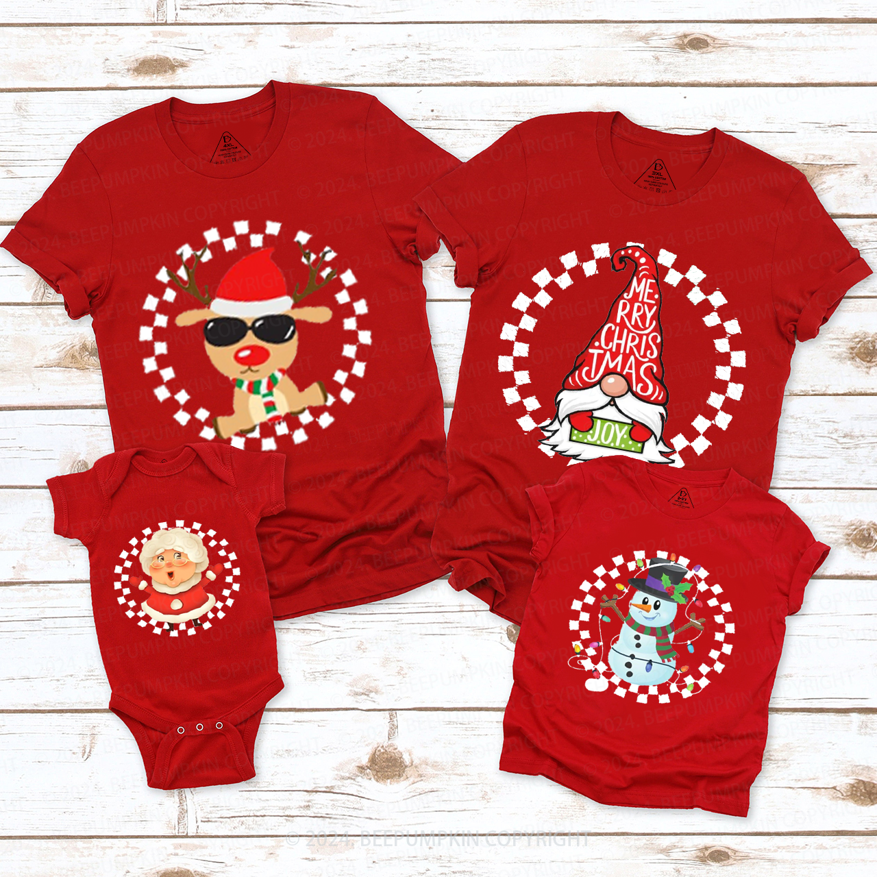 Personalized Christmas Family Matching T-Shirts Beepumpkin