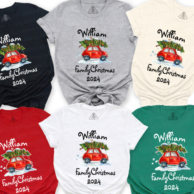 Personalized Christmas Car Family Matching Shirt