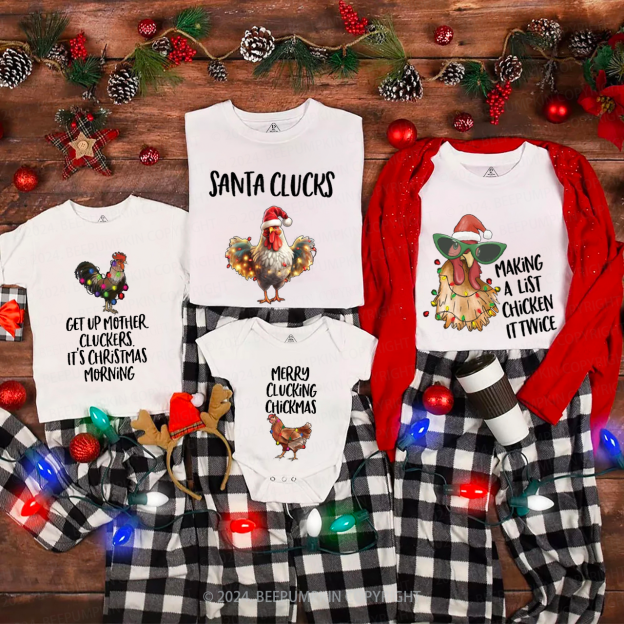 Funny Chicken Farm Christmas Matching T-Shirts Beepumpkin
