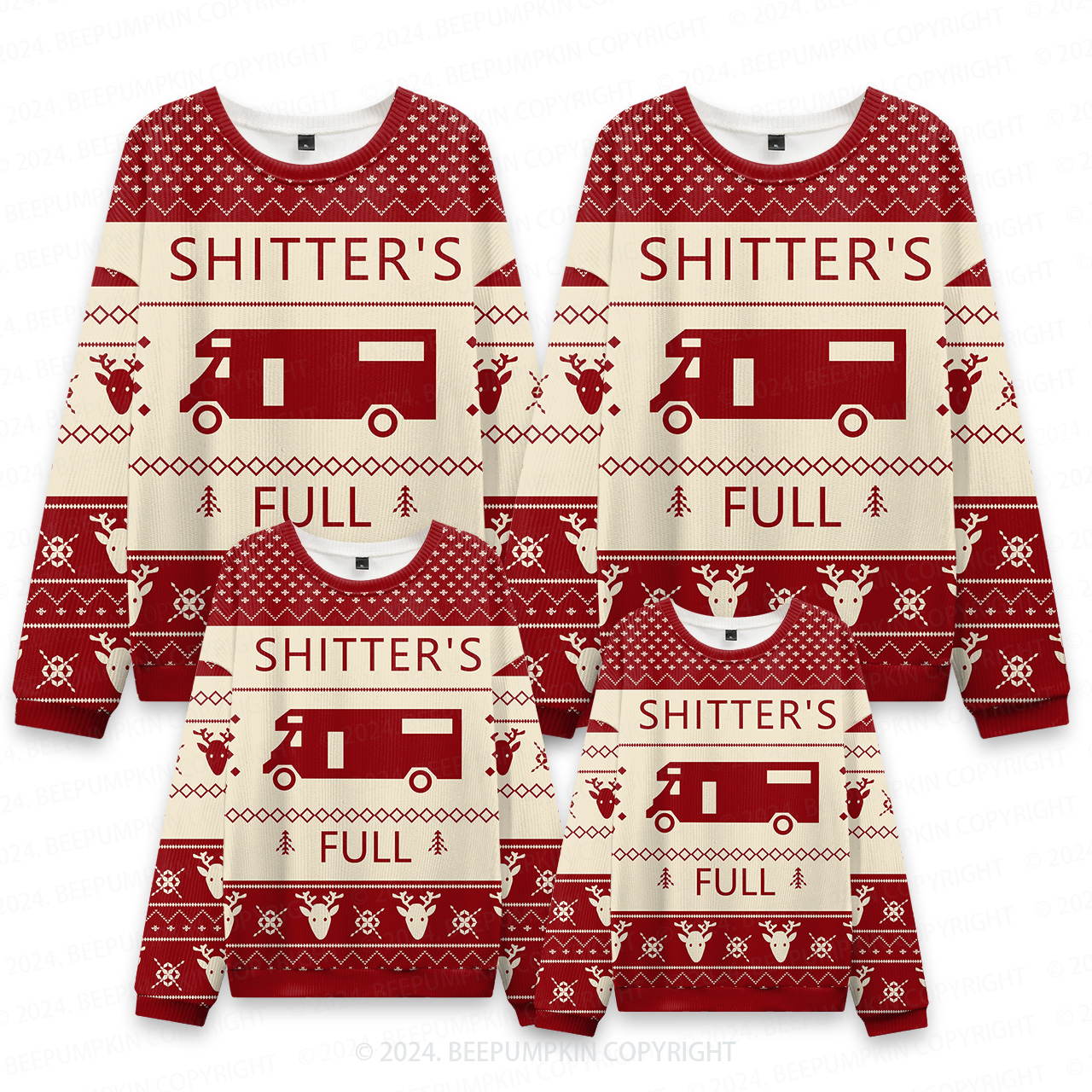 Funny Christmas Vacation Shitter's Full Christmas Matching Ugly Sweater