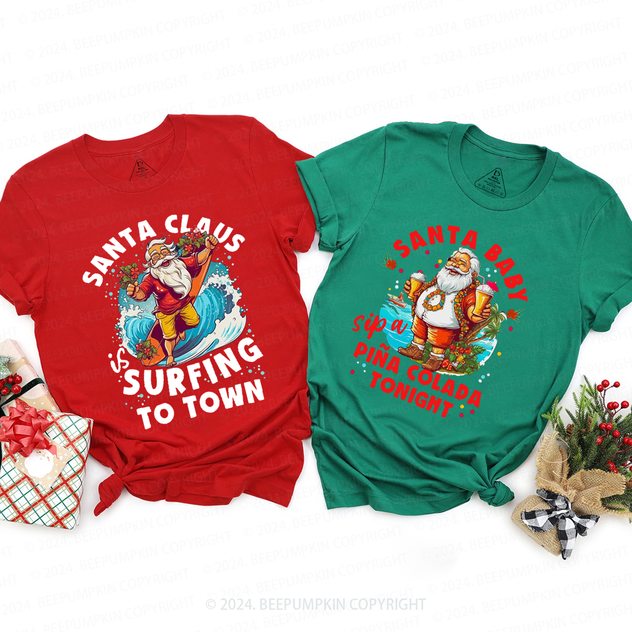 Beach Family Christmas Matching T-Shirts Beepumpkin