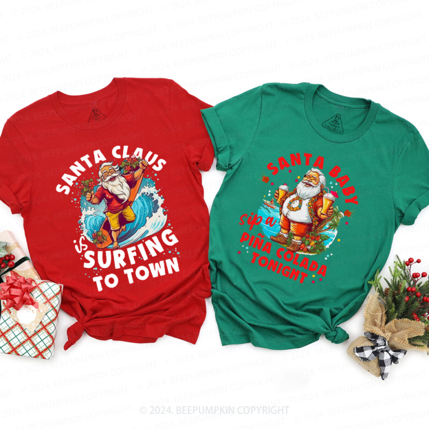 Beach Family Christmas Matching T-Shirts Beepumpkin