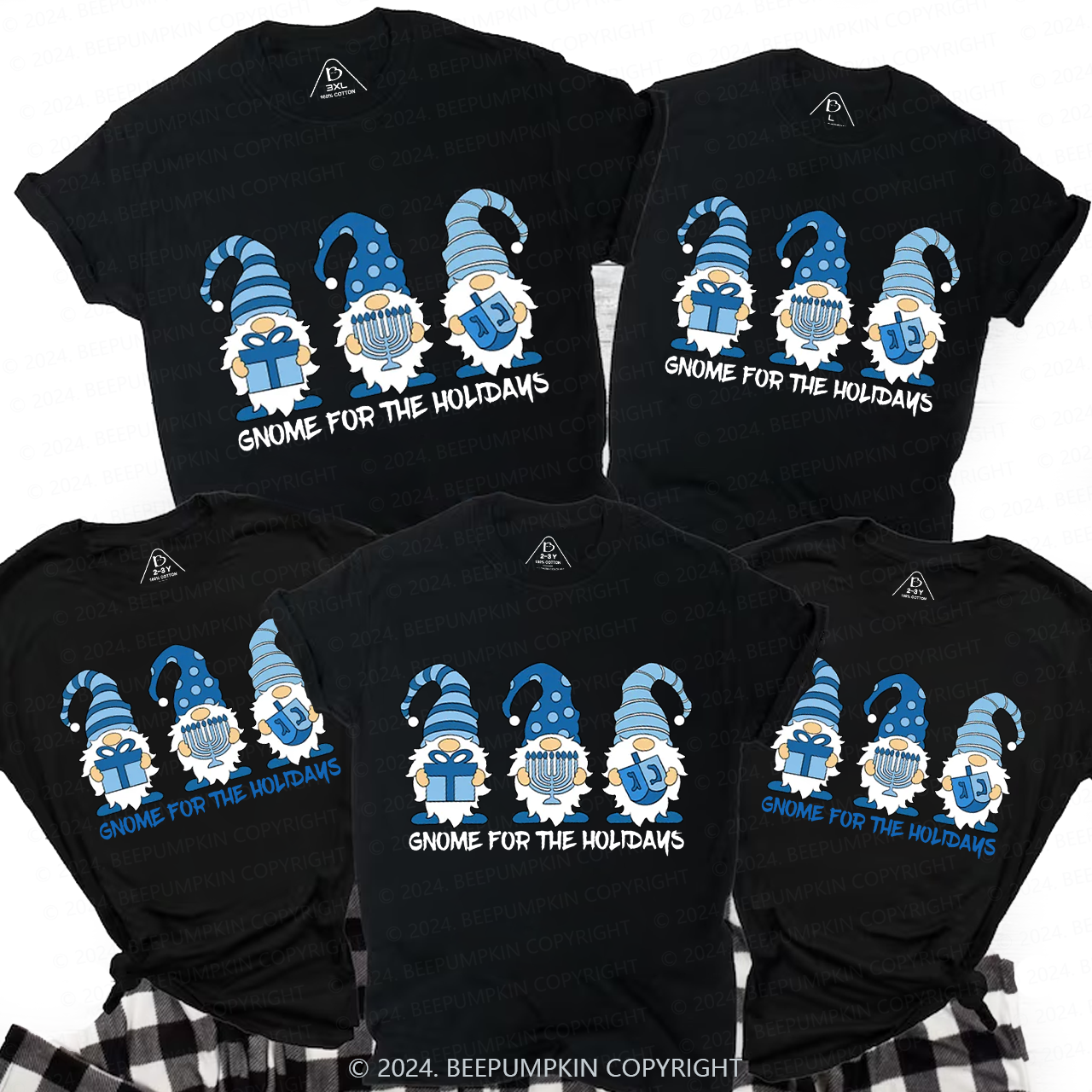 Threes Gnomes For The Holidays For Hanukkah Family T-Shirts Beepumpkin