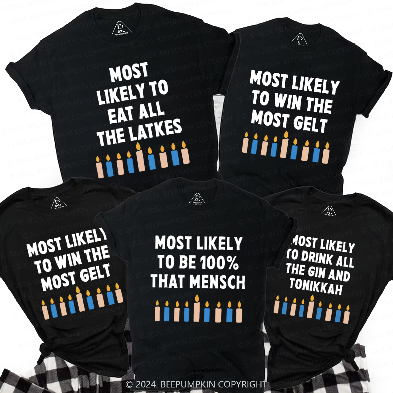 Personalized Funny Jewish Top Hanukkah Family Matching T-Shirts