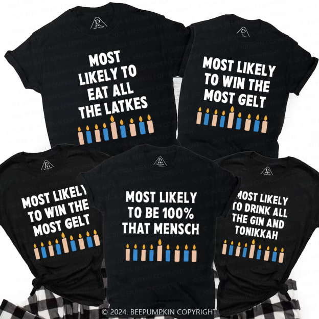 Personalized Funny Jewish Top Hanukkah Family Matching T-Shirts