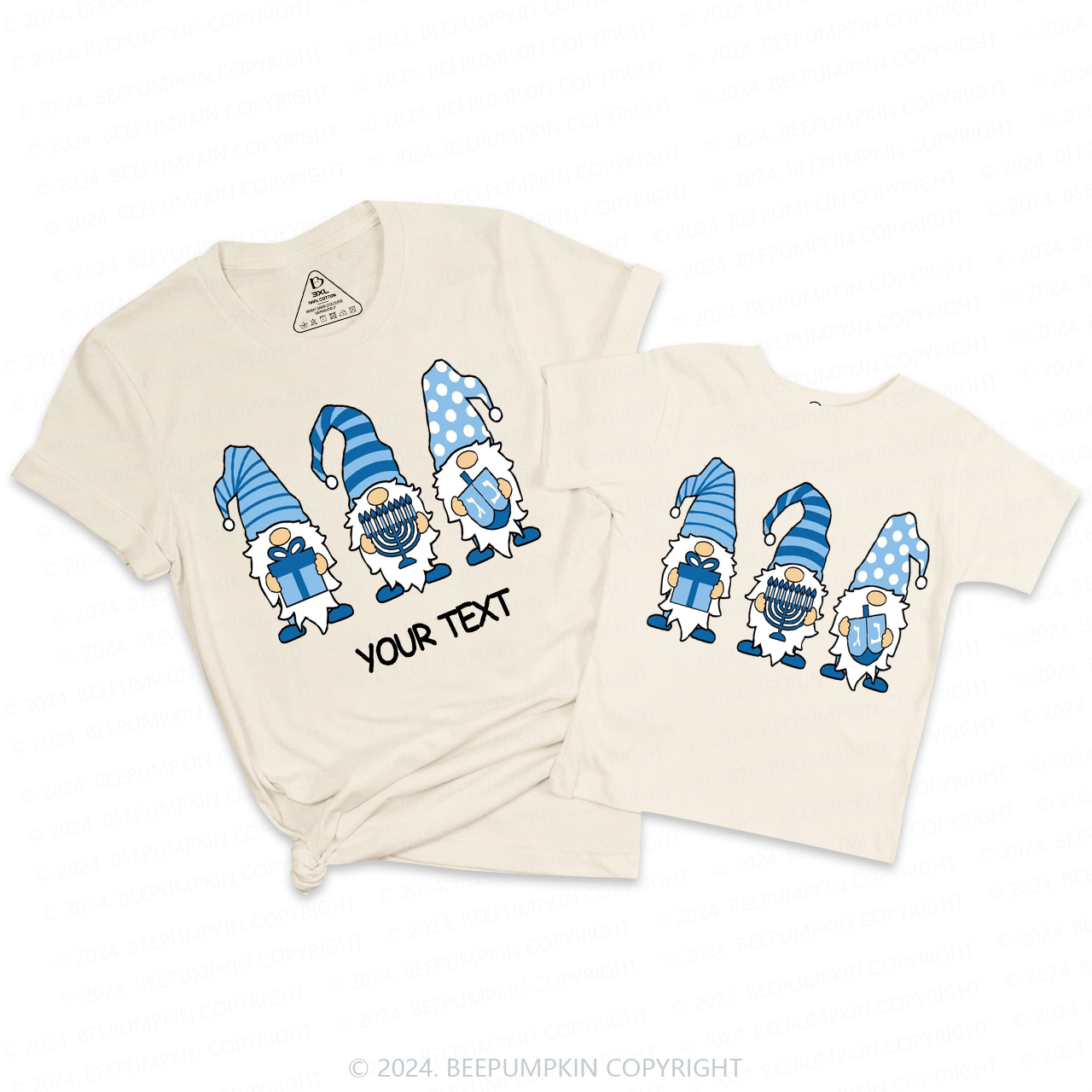 Personalized Hanukkah Gnomes Menorah Family Matching T-Shirts 