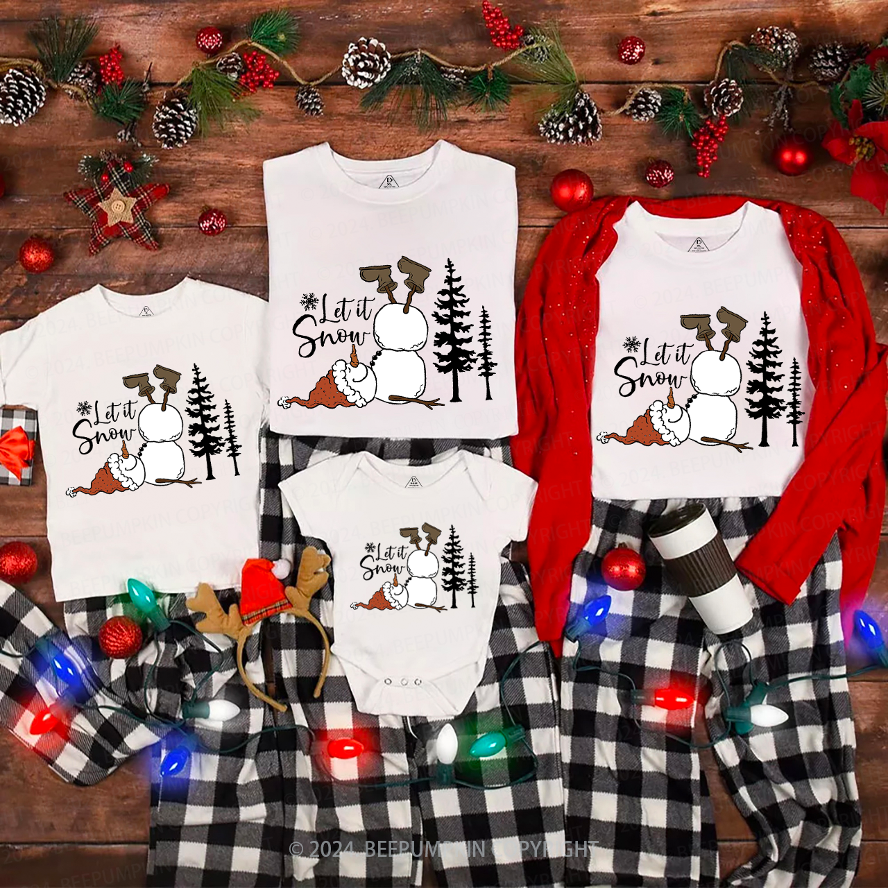 Let It Snow Christmas Matching T-Shirts Beepumpkin