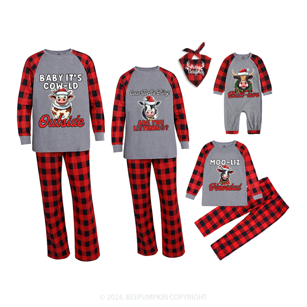 Personalized Christmas Cow Family Matching Pajama Set Beepumpkin