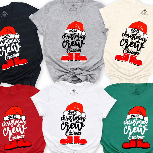 Personalized Name Christmas Crew 2025 Family Matching T-Shirts Beepumpkin