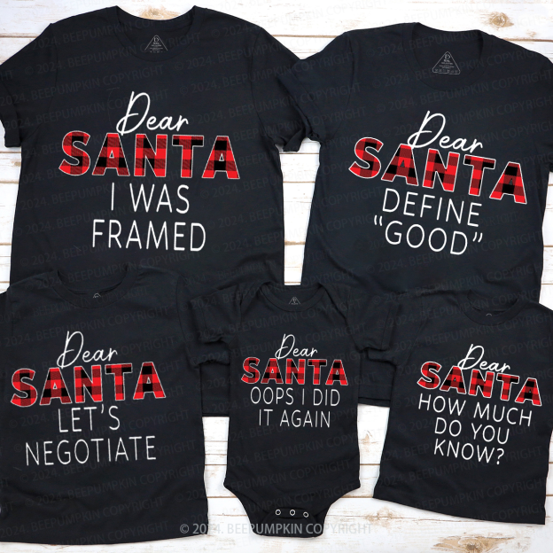 Dear Santa Buffalo Plaid Christmas Family Matching T-Shirts Beepumpkin