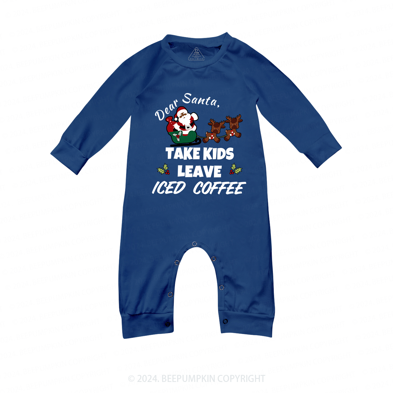 Personalized Funny Dear Santa Family Matching Blue Pajamas Beepumpkin